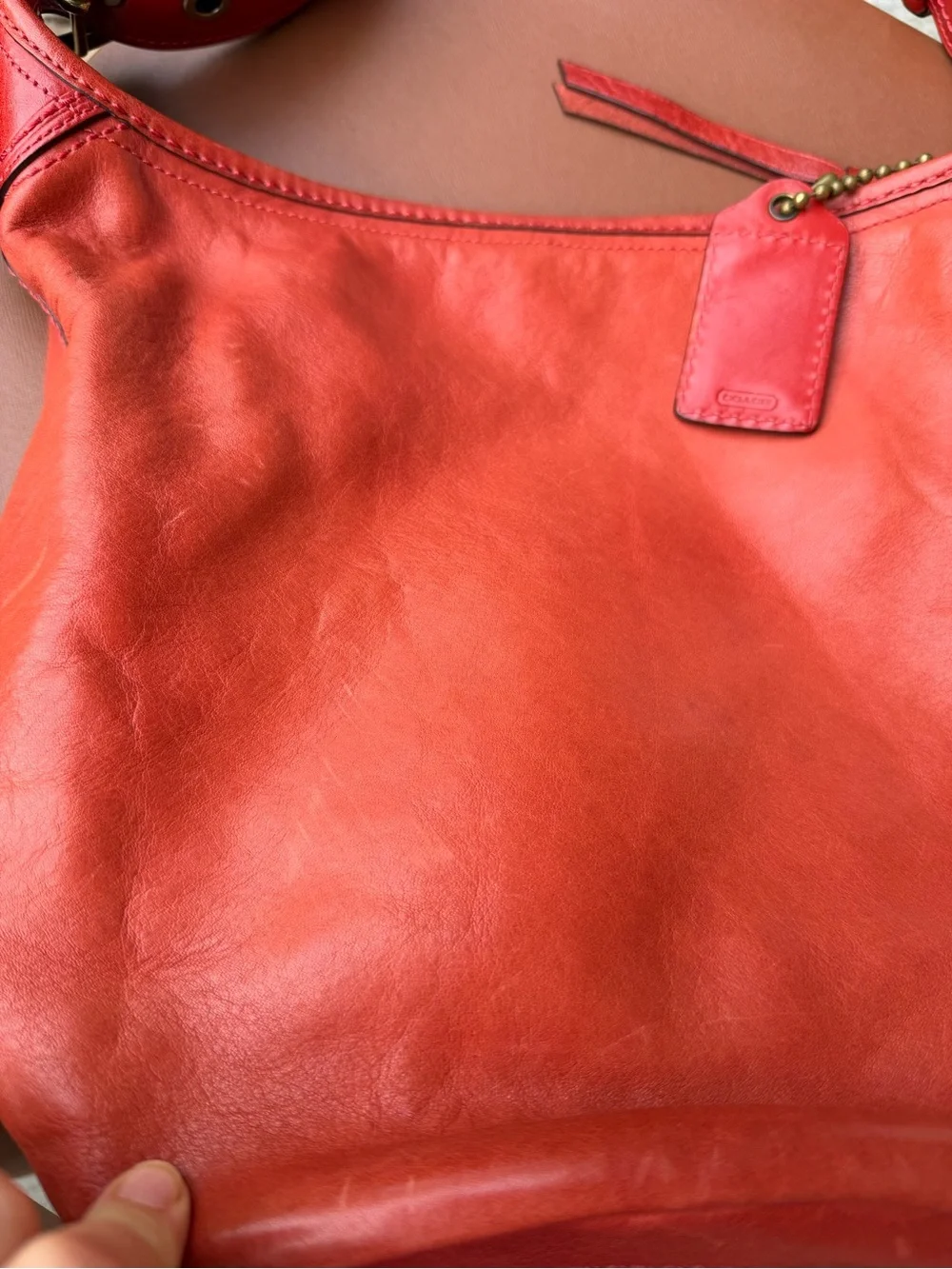 Coach Bleecker Brick Red Leather Bucket Bag